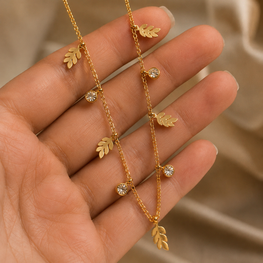 Golden Leaf Charm Necklace