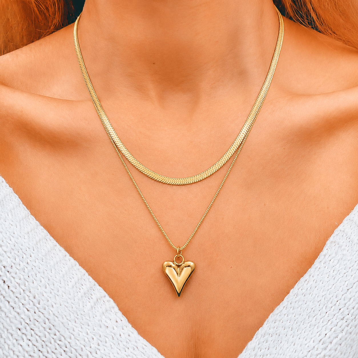Lunara Layered Heart Necklace