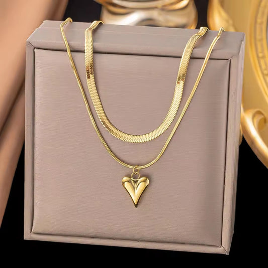 Lunara Layered Heart Necklace