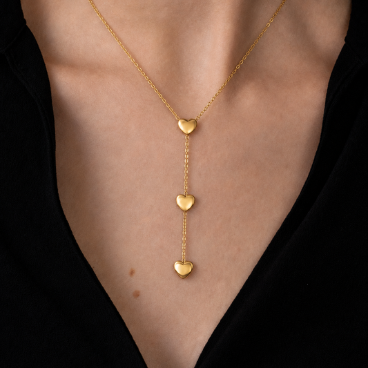 Amora Triple Heart Drop Necklace