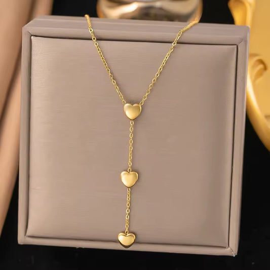 Amora Triple Heart Drop Necklace