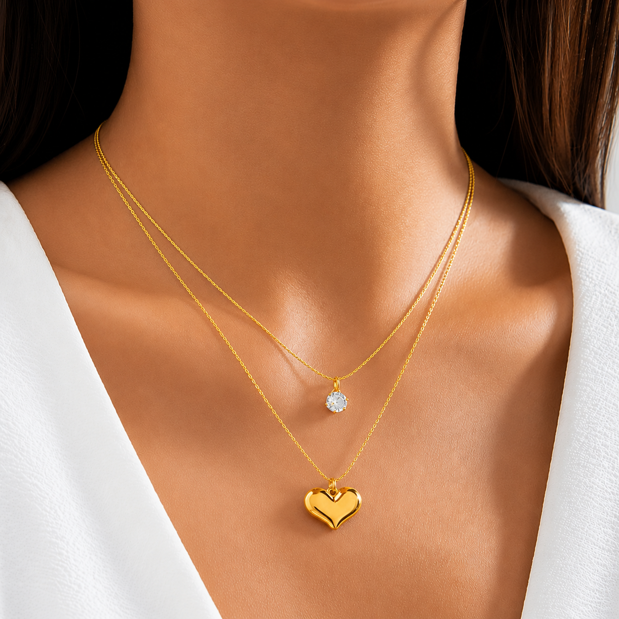 Amour Layered Heart Necklace